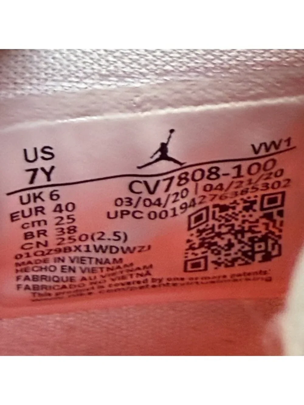 Nike Air Jordan 4 Retro Girls Size 7Y White Pink Athletic Leather Shoes Sneakers